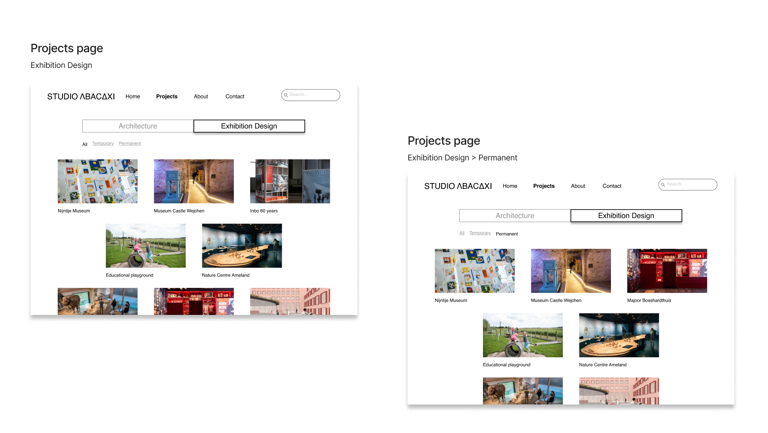Projects page — Exhibition Design