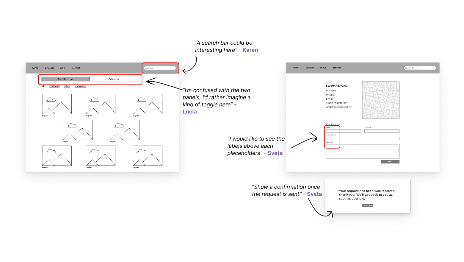 First iteration — Low-fidelity wireframes