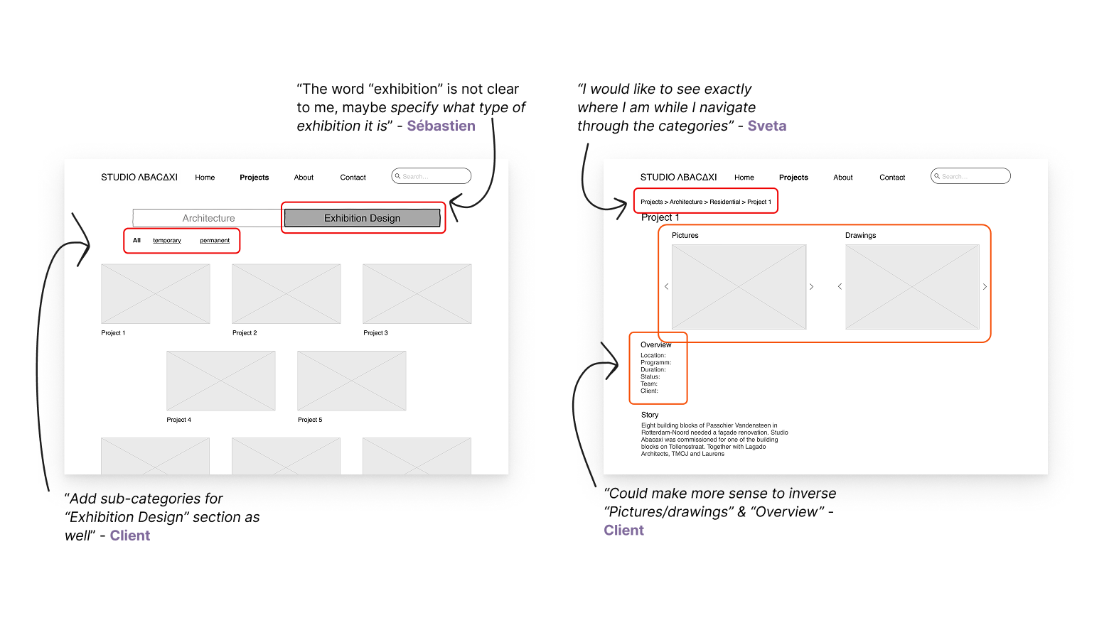 Second iteration — Mid-fidelity wireframes